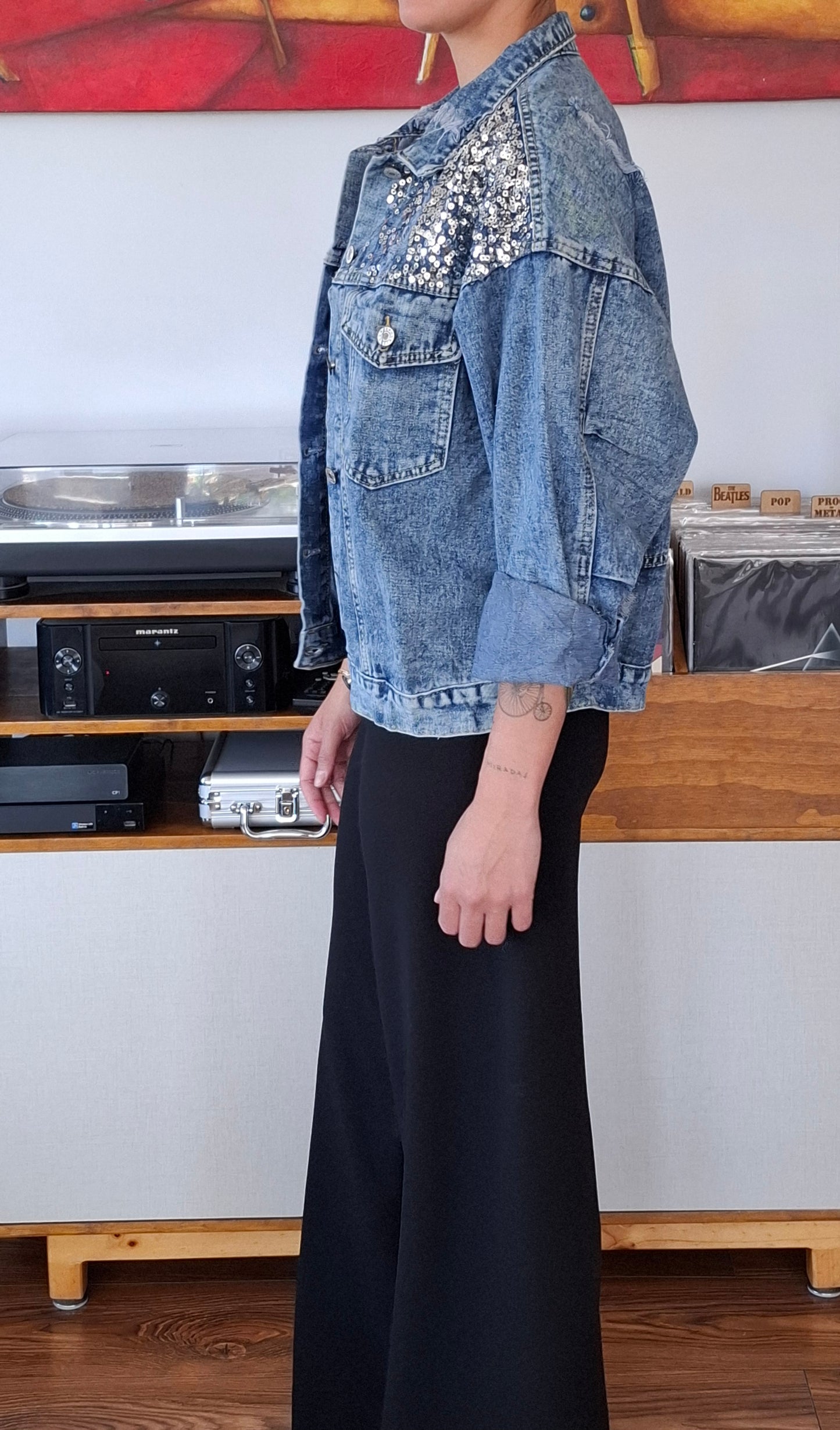 CHAQUETA DEJEANS CON LENTEJUELAS AZUL