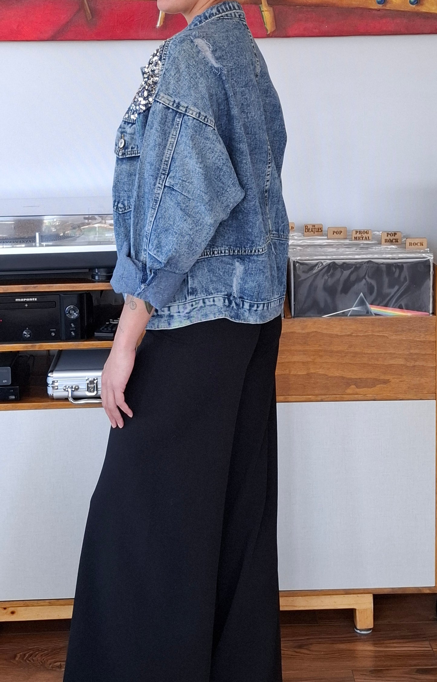 CHAQUETA DEJEANS CON LENTEJUELAS AZUL