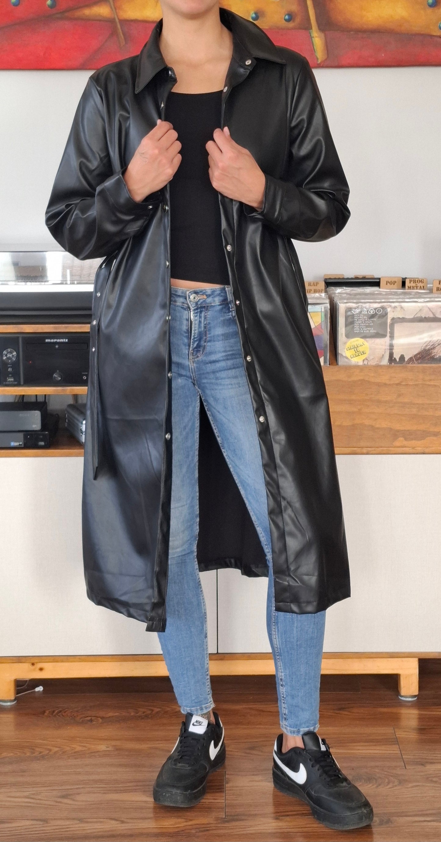 TRENCH ECOCUERO OPACO NEGRO