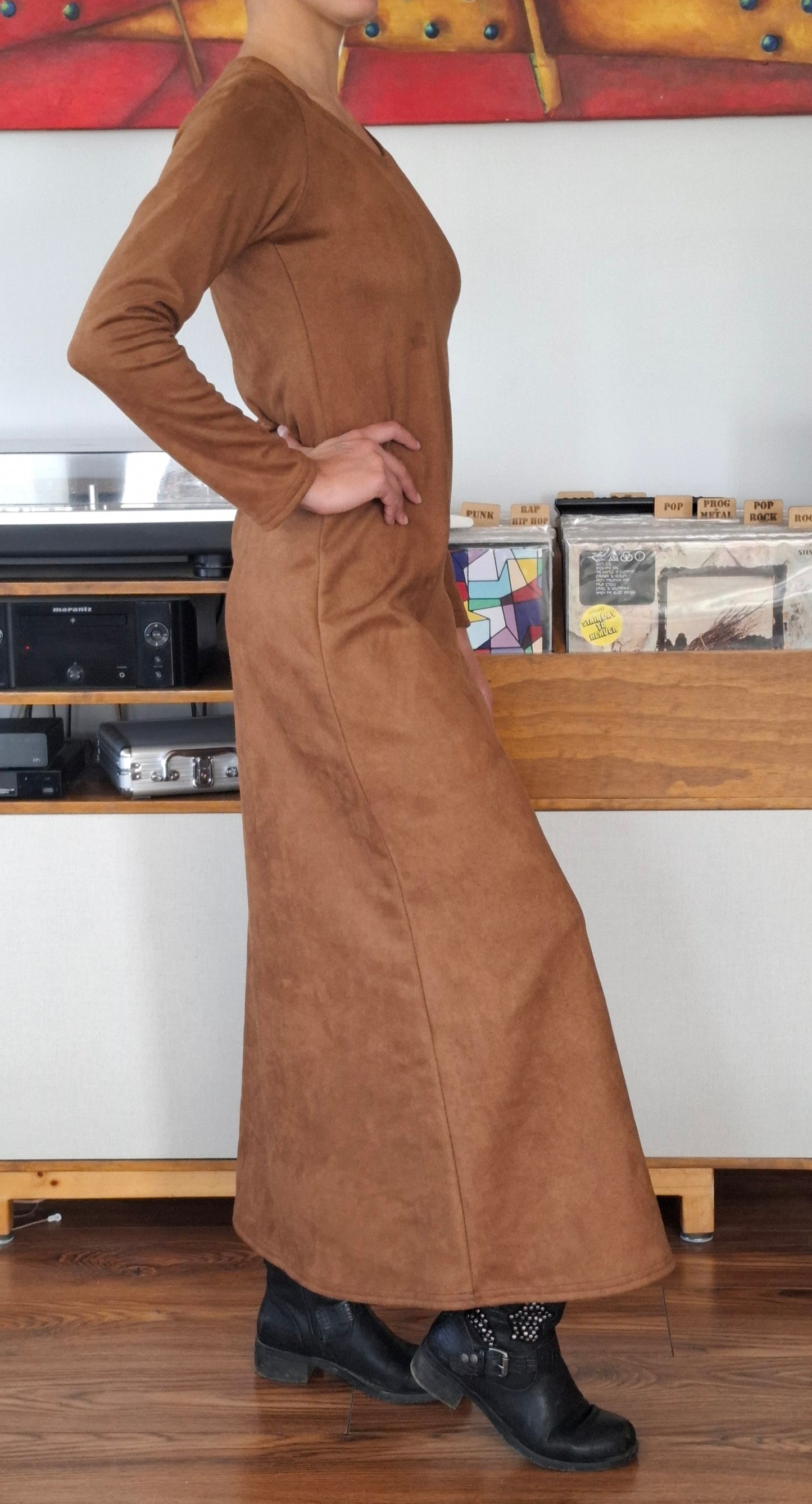 MAXIVESTIDOS GAMUZADOS TABACO