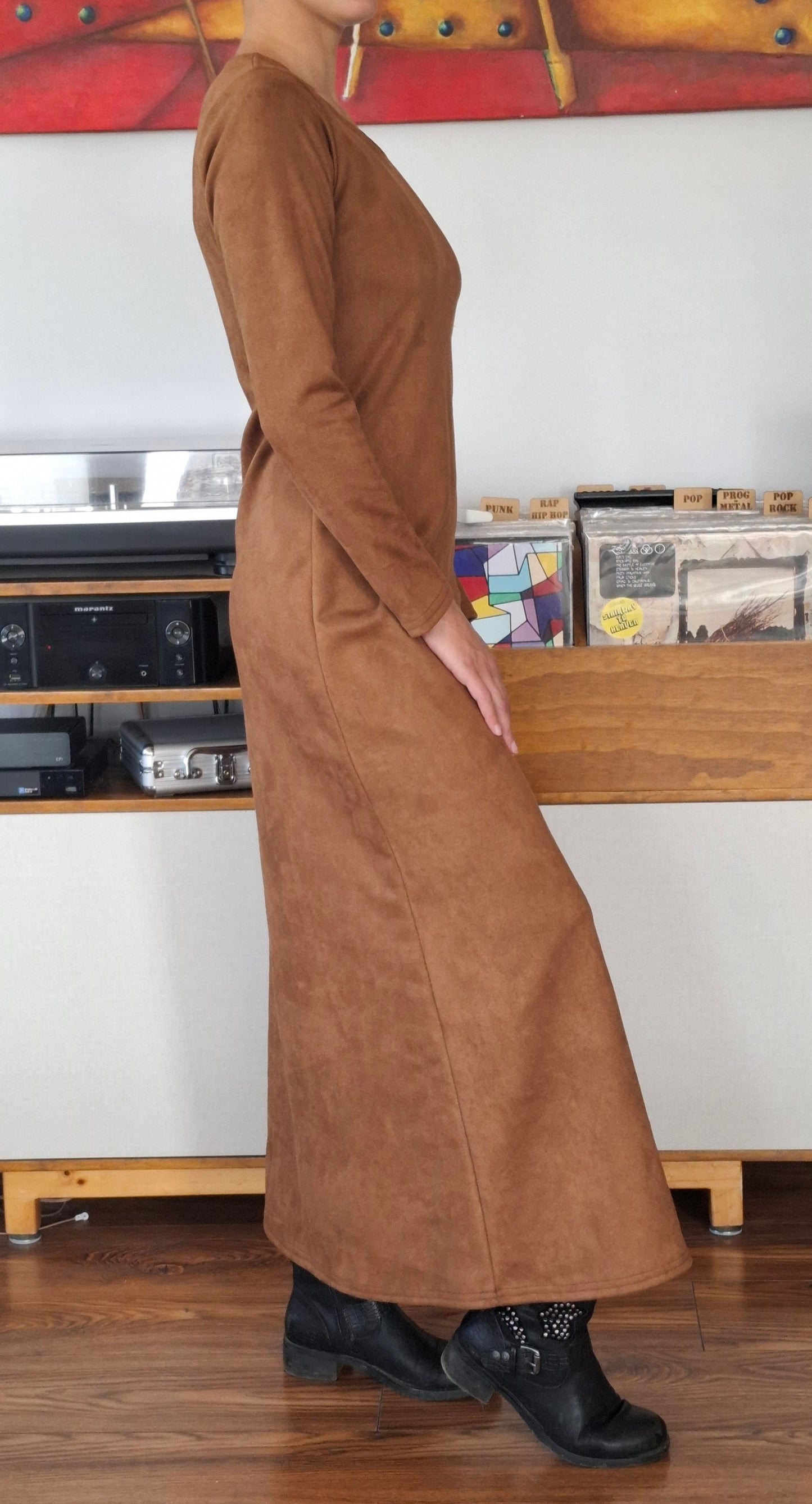 MAXIVESTIDOS GAMUZADOS TABACO