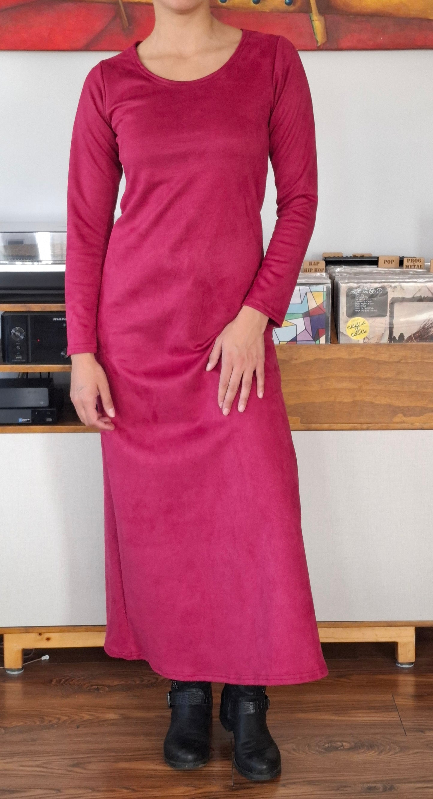 MAXIVESTIDO SUEDE GAMUZADO BORGON