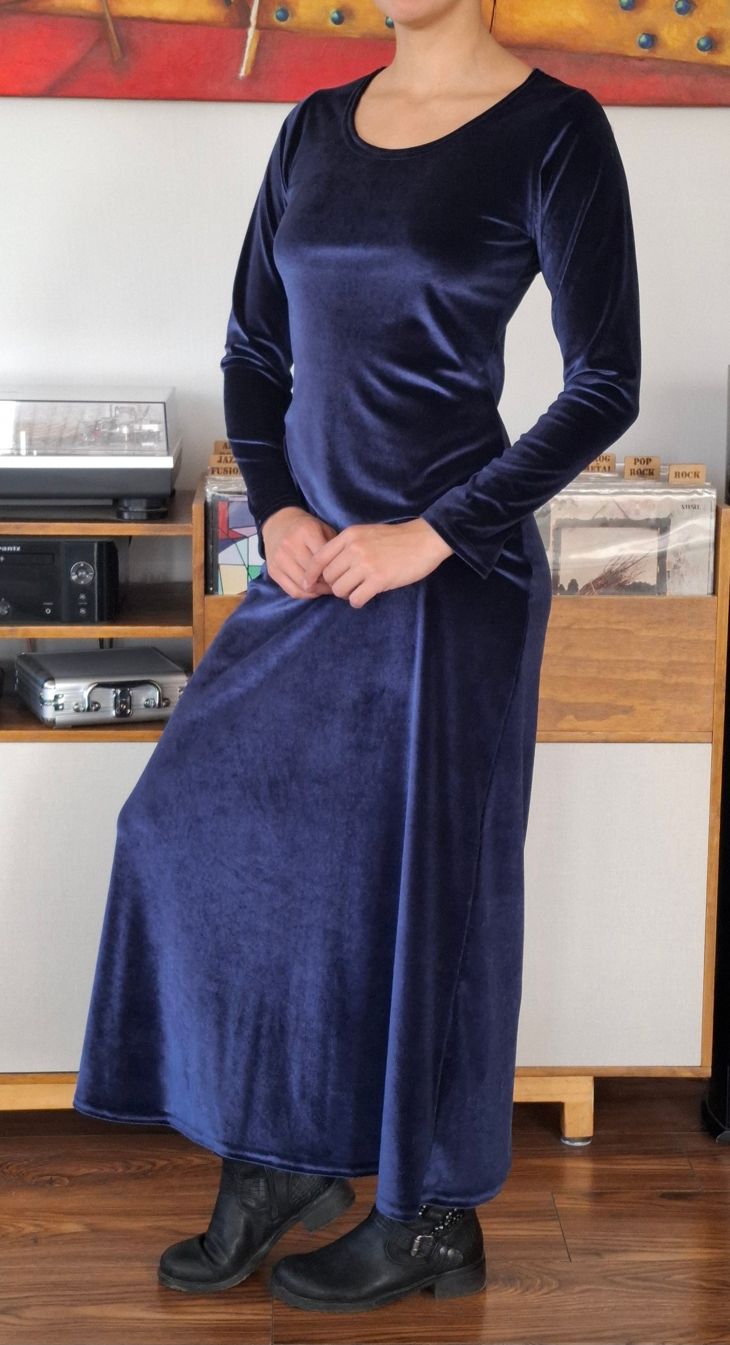 MAXIVESTIDO TERCIOPELO AZUL MARINO