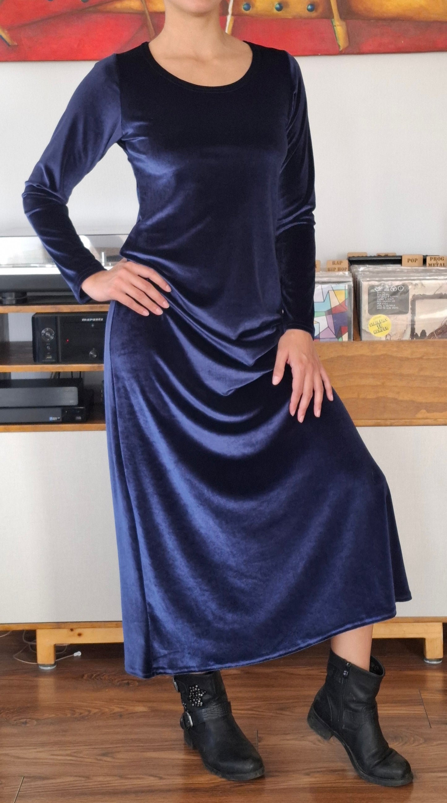 MAXIVESTIDO TERCIOPELO AZUL MARINO