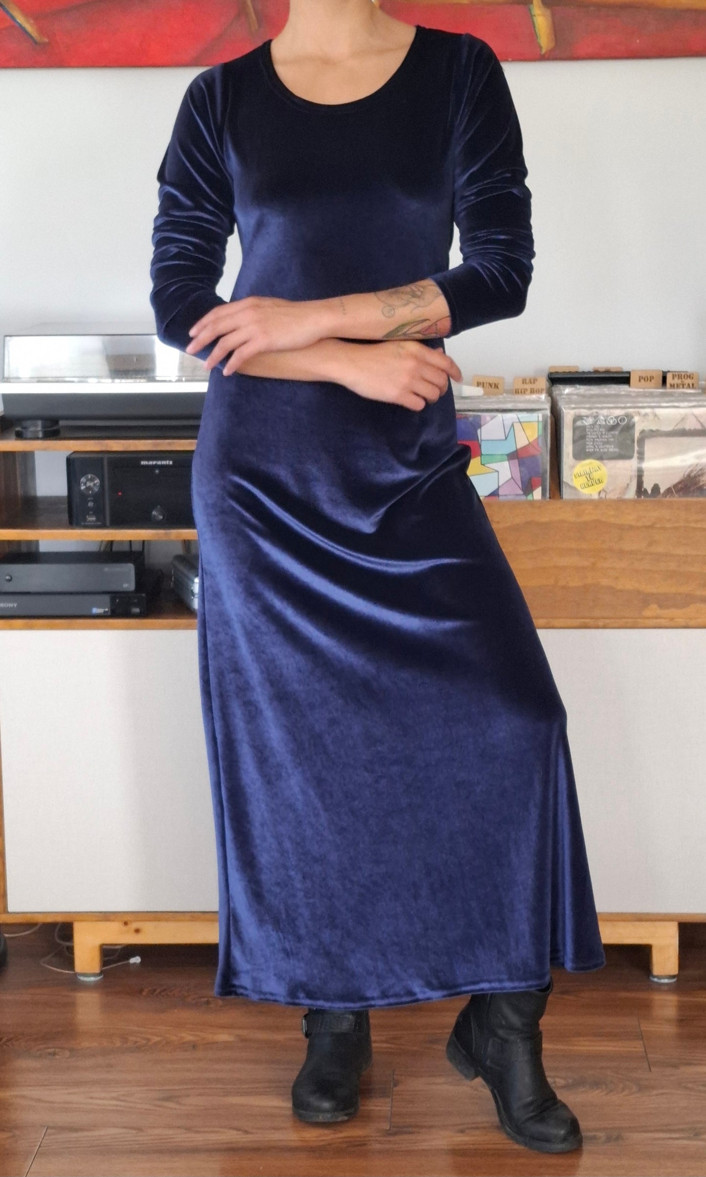 MAXIVESTIDO TERCIOPELO AZUL MARINO