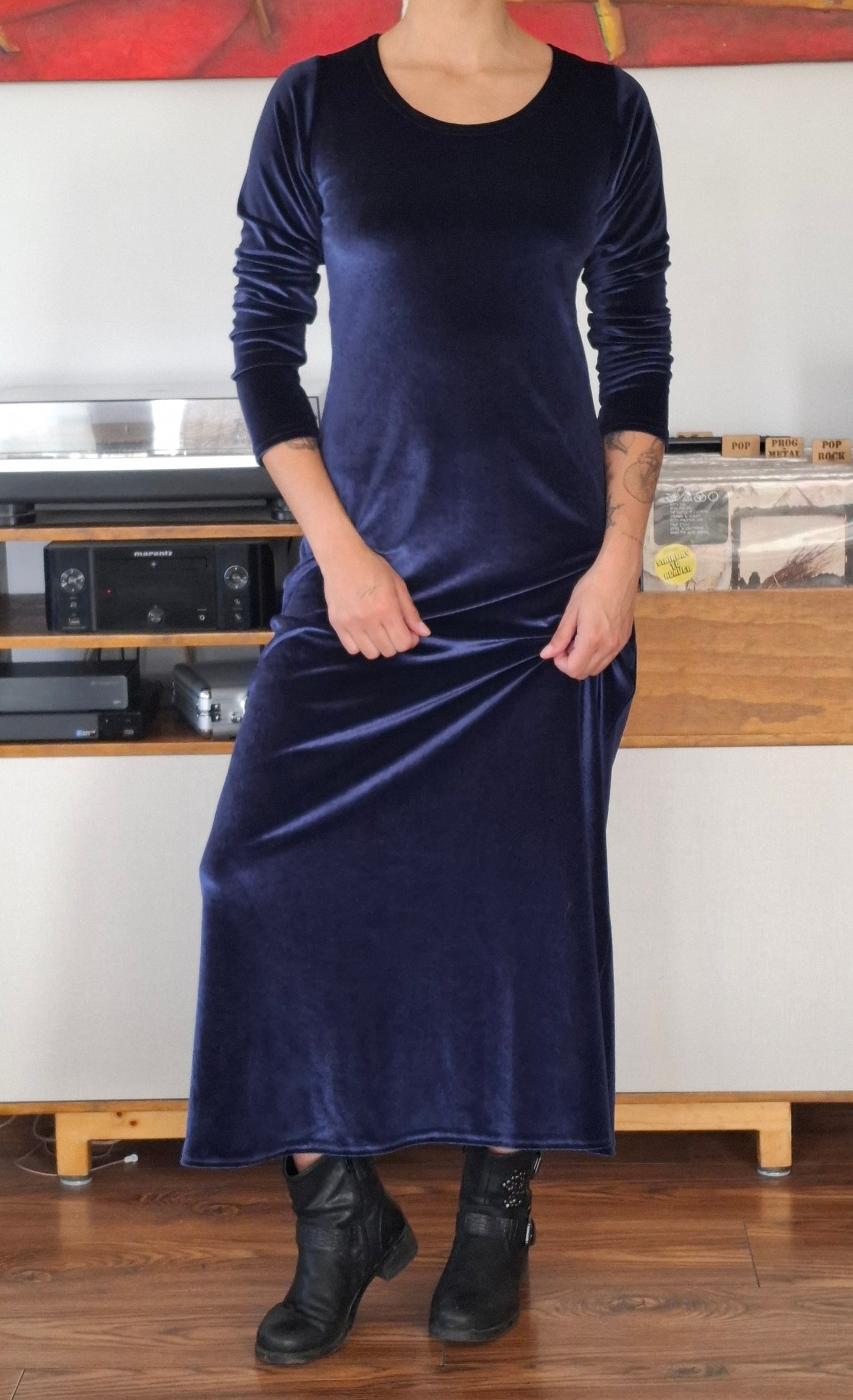 MAXIVESTIDO TERCIOPELO AZUL MARINO