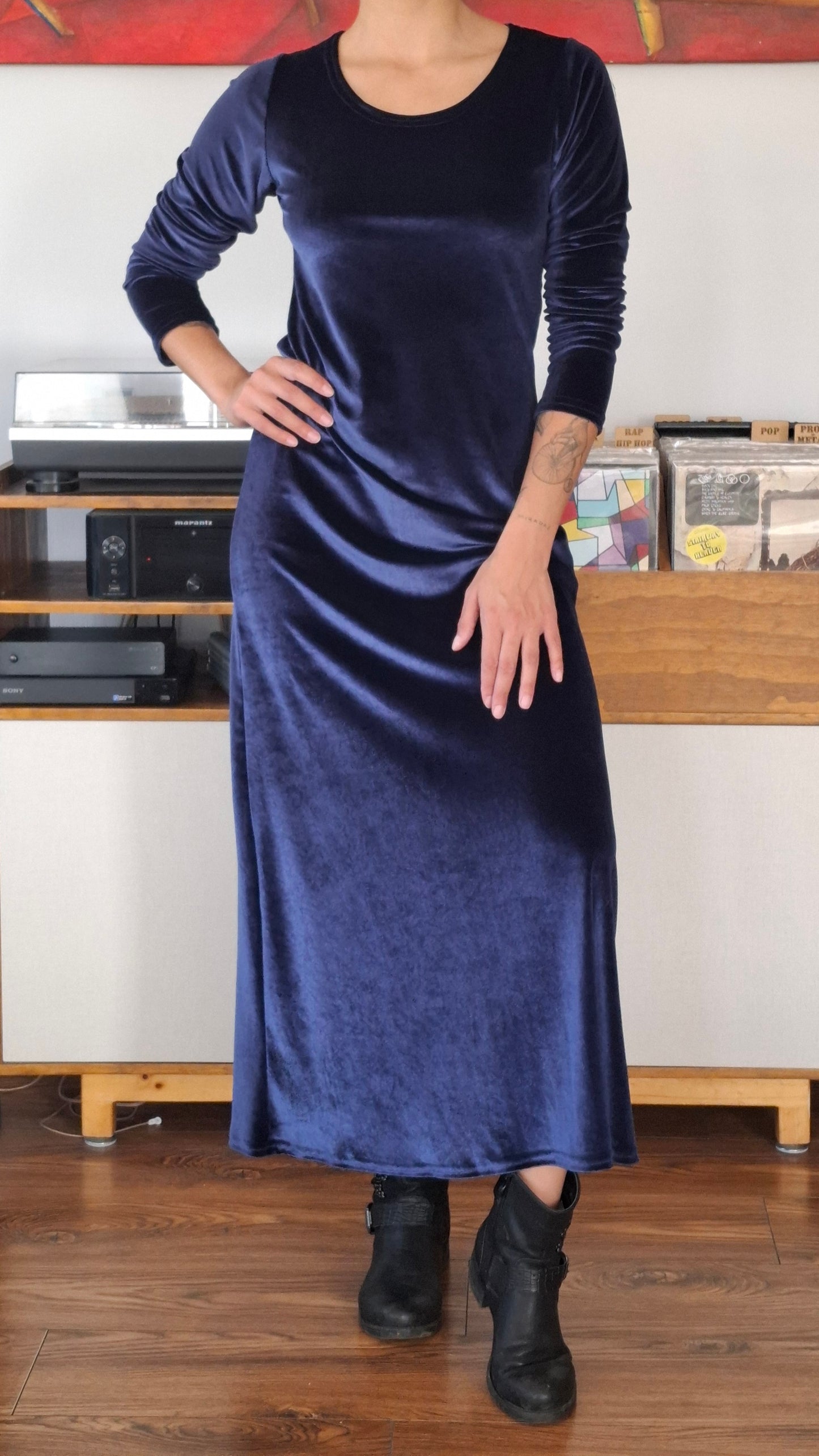 MAXIVESTIDO TERCIOPELO AZUL MARINO