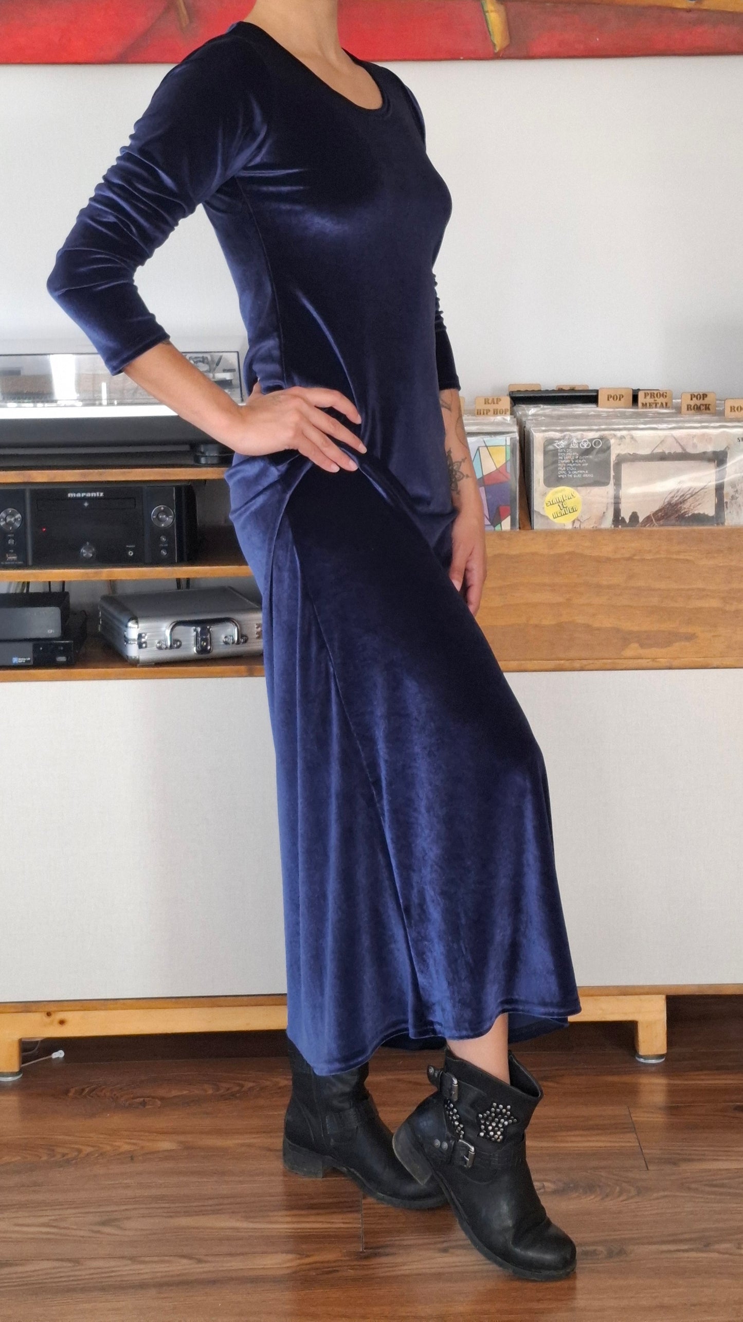 MAXIVESTIDO TERCIOPELO AZUL MARINO