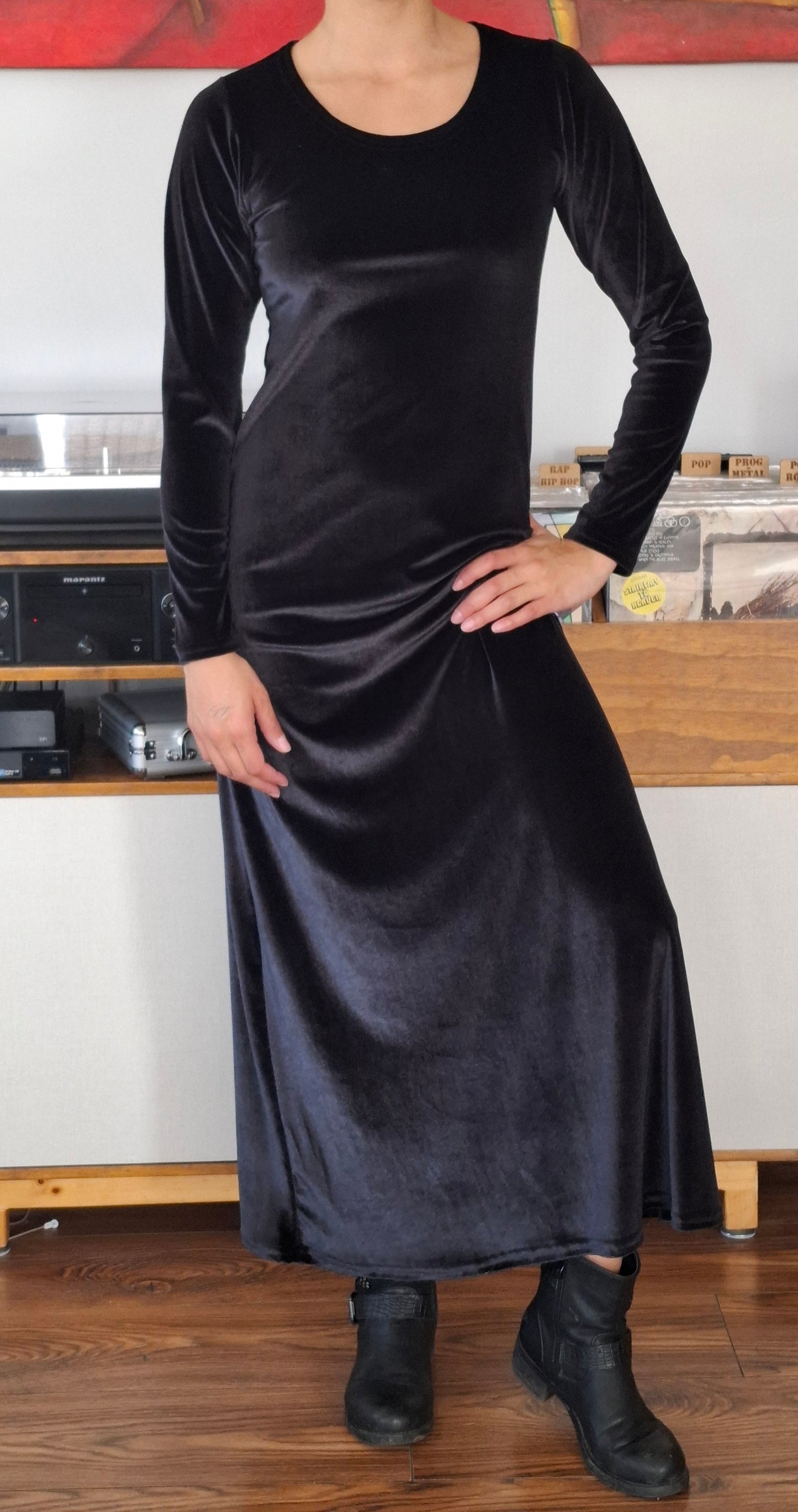 MAXIVESTIDO TERCIOPELO  NEGRO