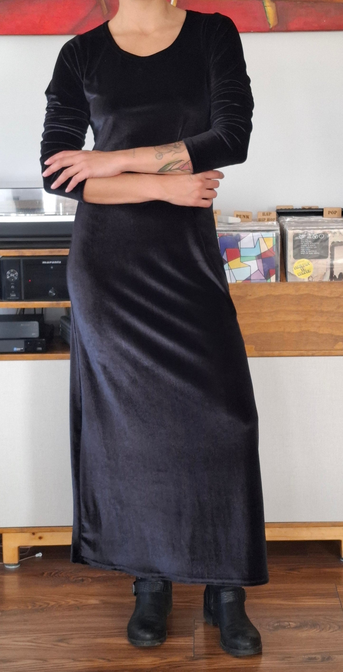 MAXIVESTIDO TERCIOPELO  NEGRO