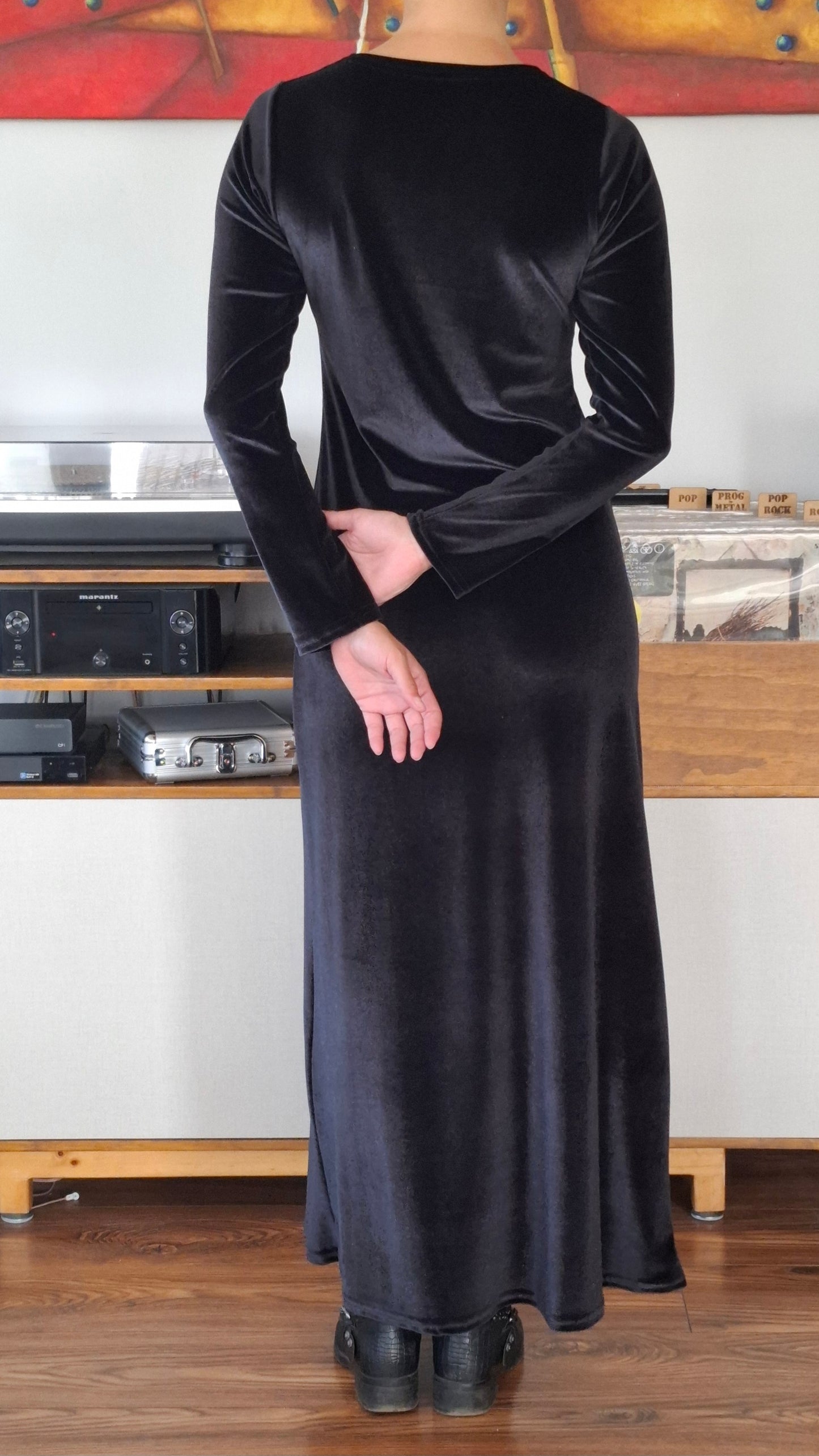 MAXIVESTIDO TERCIOPELO NEGRO