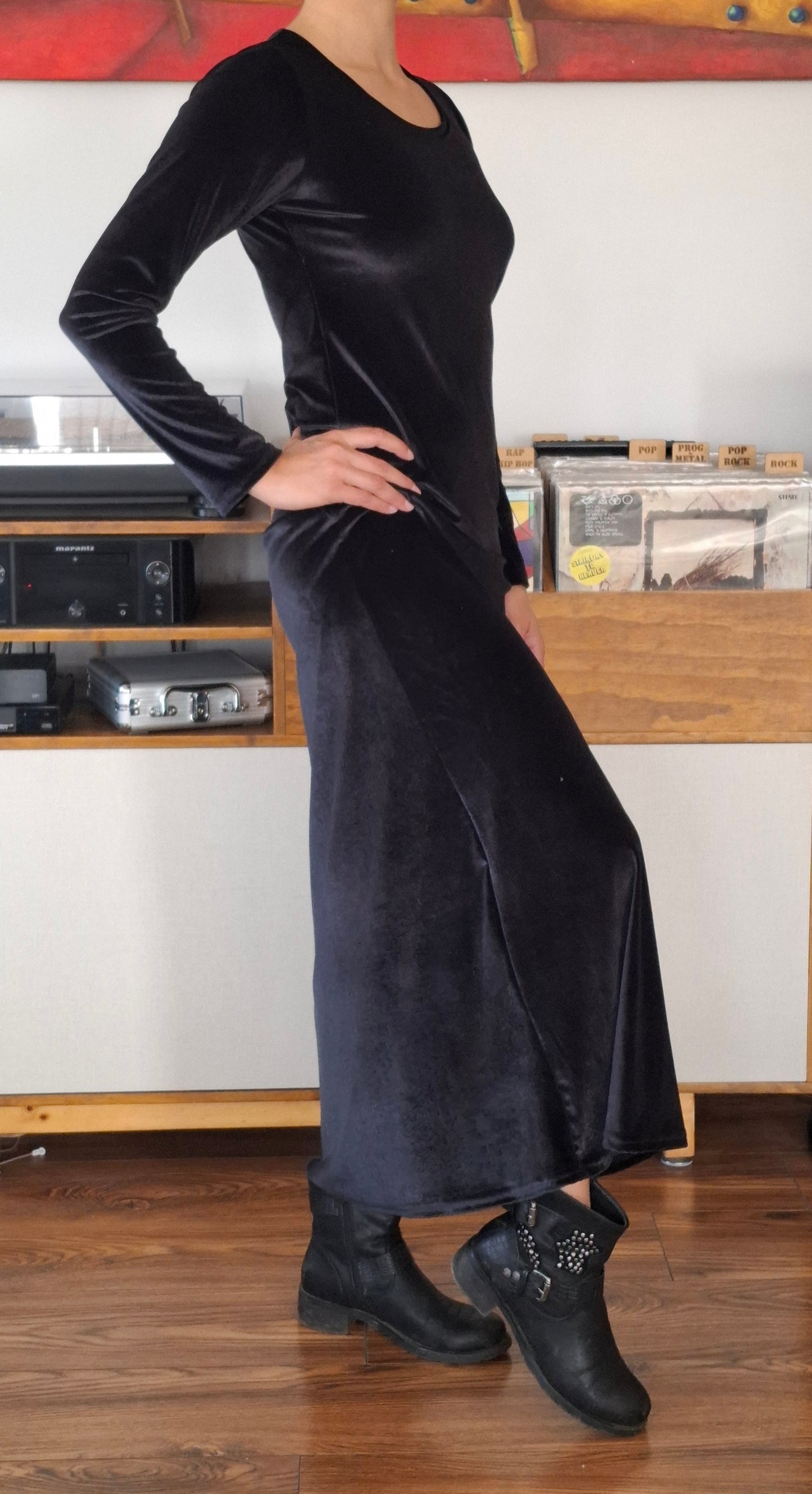 MAXIVESTIDO TERCIOPELO  NEGRO