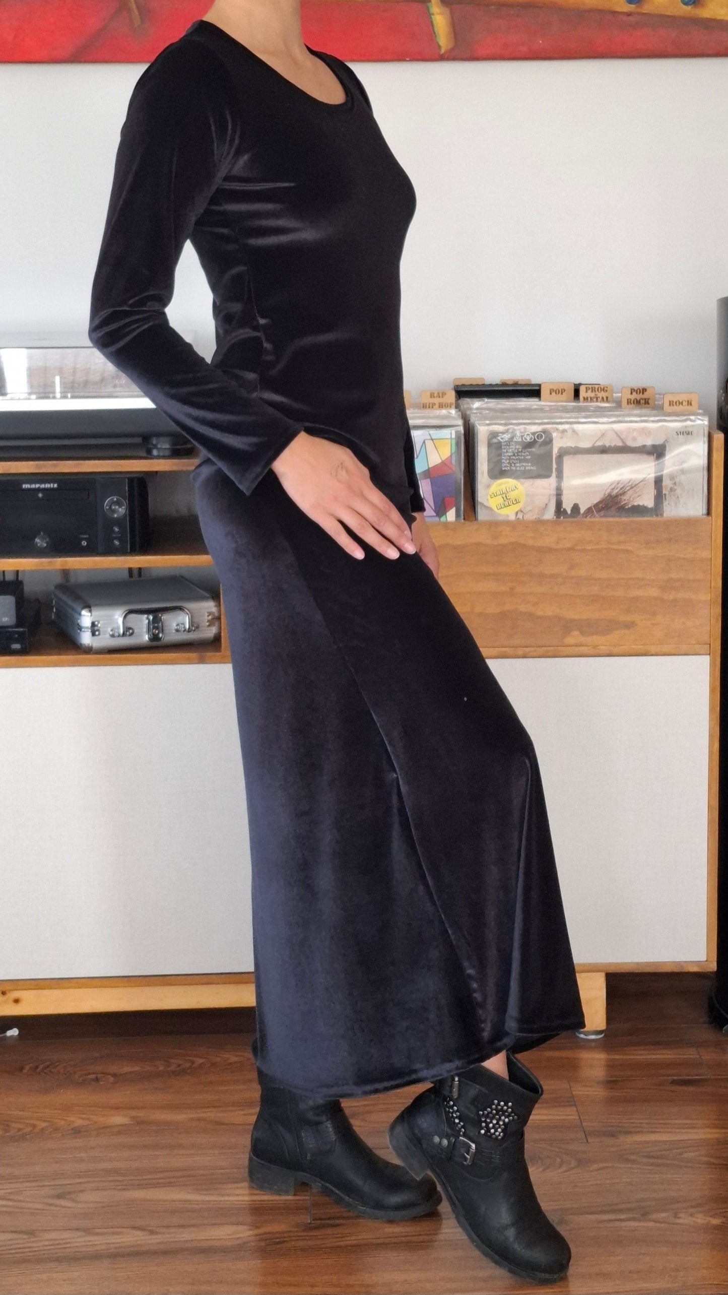 MAXIVESTIDO TERCIOPELO  NEGRO