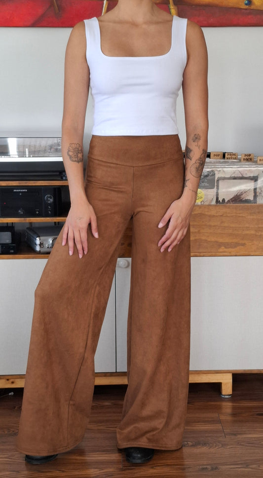 PALAZZO SUEDE GAMUZADO TABACO