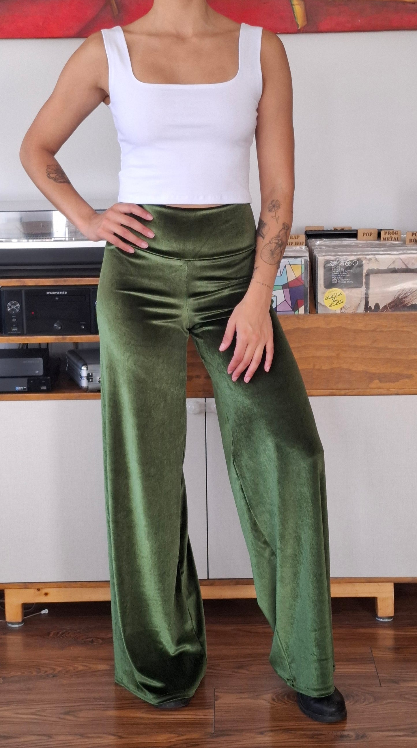 PALAZZOS TERCIOPELO VERDE OLIVO