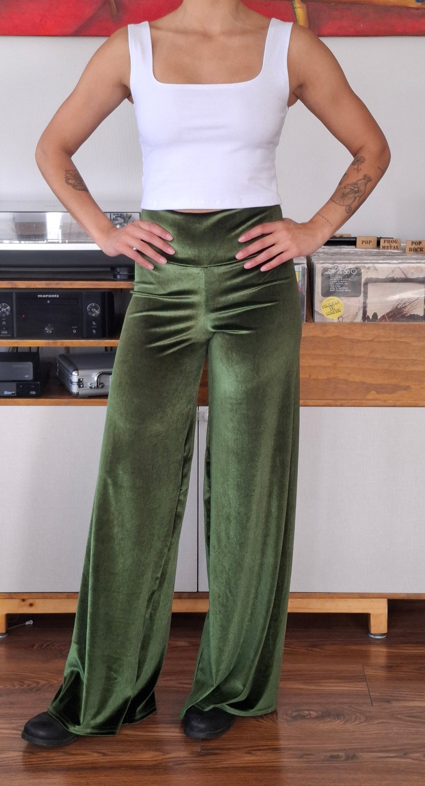 PALAZZOS TERCIOPELO VERDE OLIVO