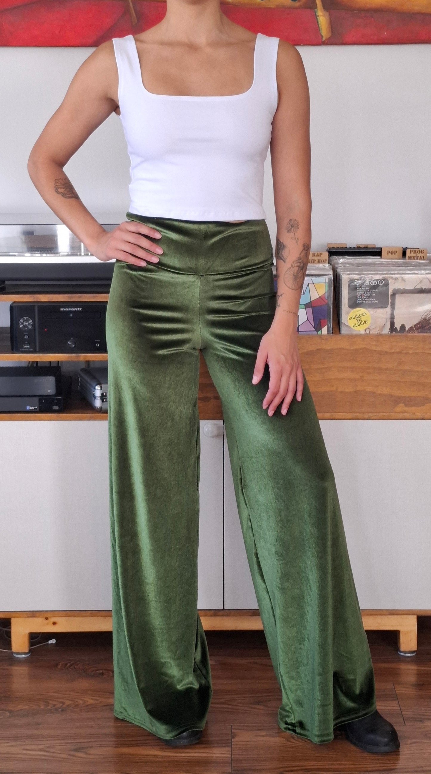 PALAZZOS TERCIOPELO VERDE OLIVO