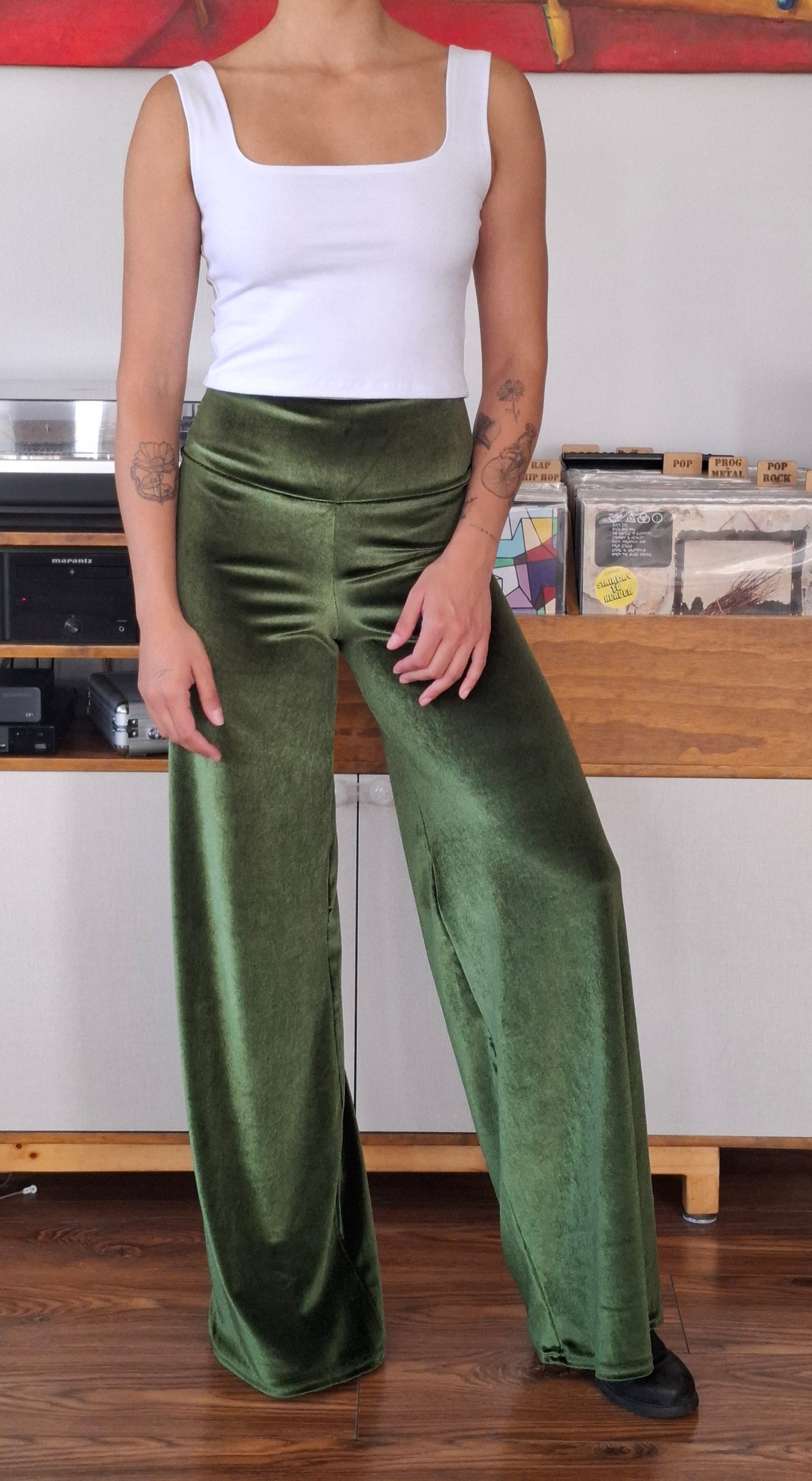 PALAZZOS TERCIOPELO VERDE OLIVO