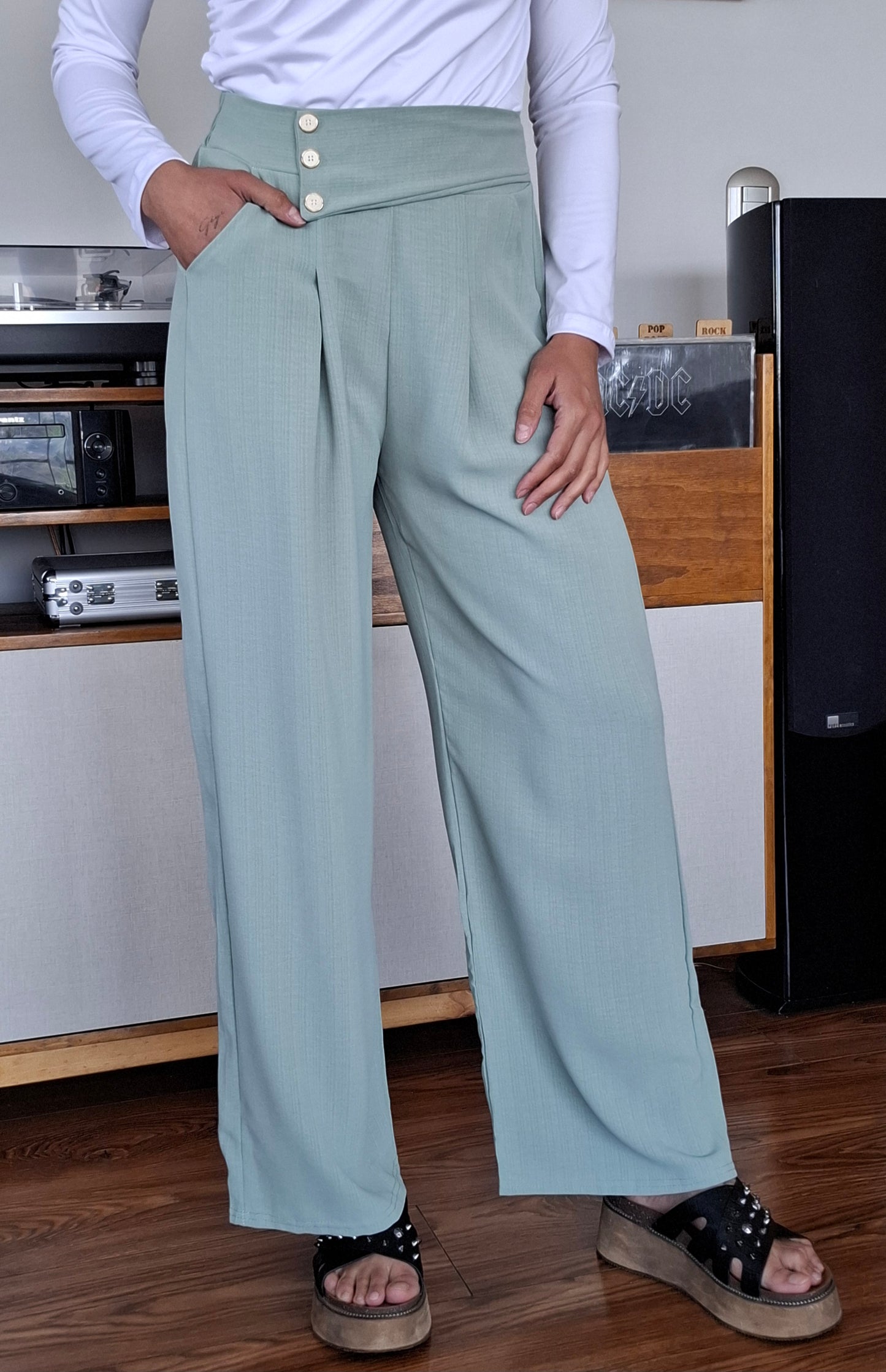 PANTALON SASTRE VERDE AGUA