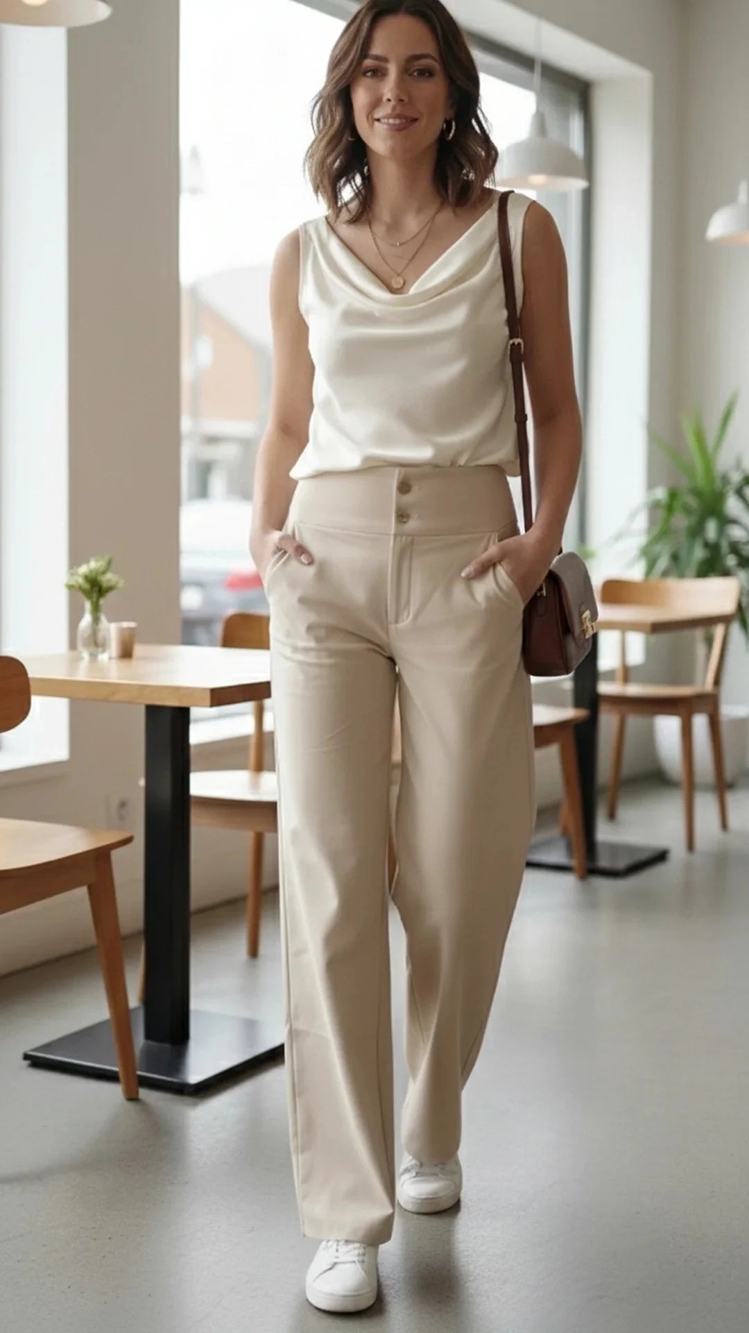 PANTALON ECOCUERO OPACO BEIGE