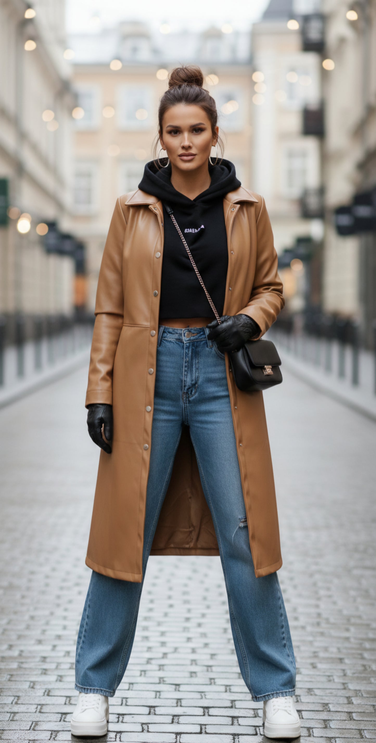 TRENCH ECOCUERO OPACO BEIGE