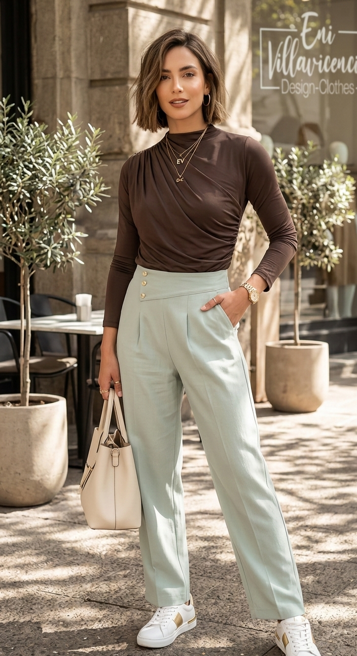 POLERA BASIC CLASIC CAFE MORO