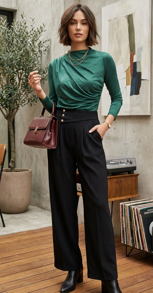 POLERA BASIC CLASIC VERDE BOTELLA