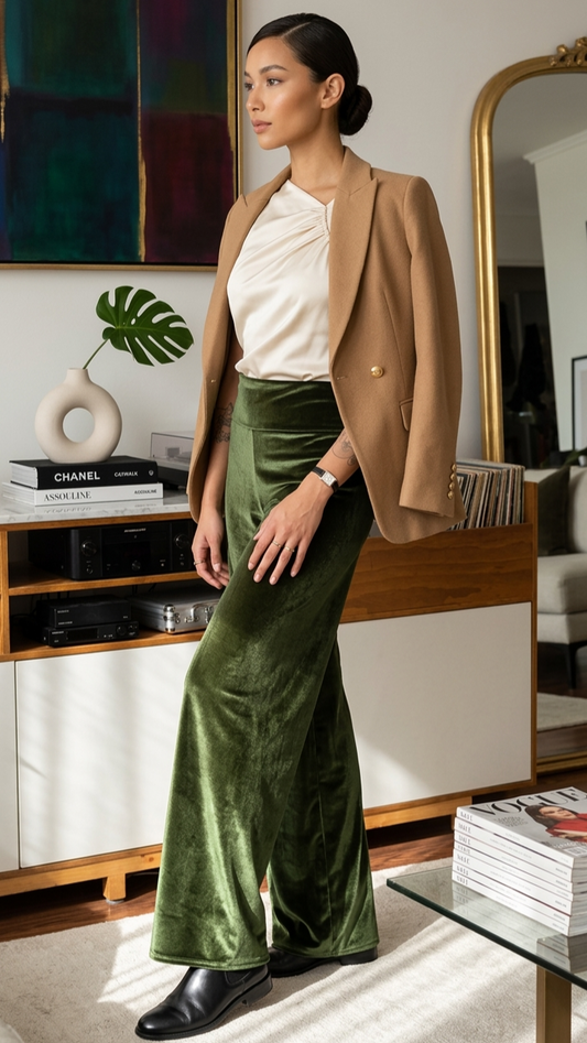 PALAZZOS TERCIOPELO VERDE OLIVO