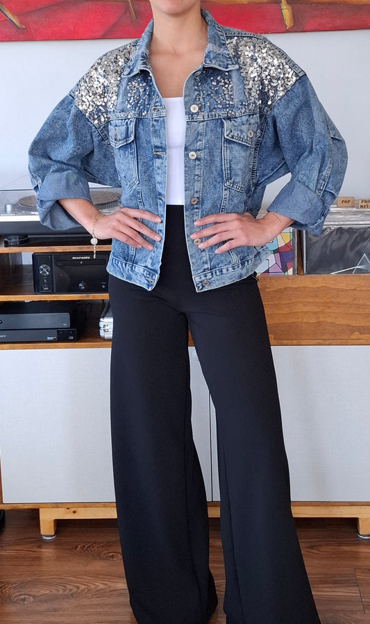 CHAQUETA DEJEANS CON LENTEJUELAS AZUL