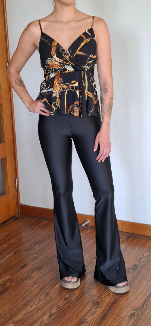 CALZA FLARE NEGRA (Tela duppont)