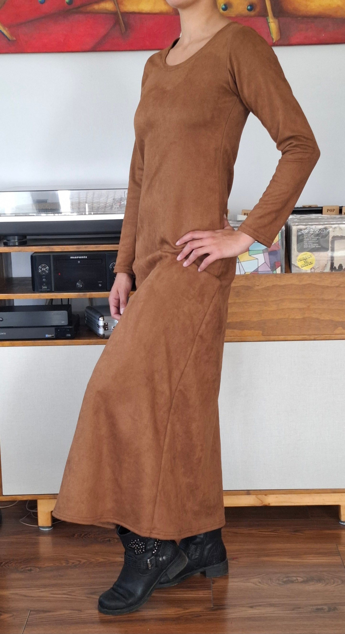 MAXIVESTIDOS GAMUZADOS TABACO