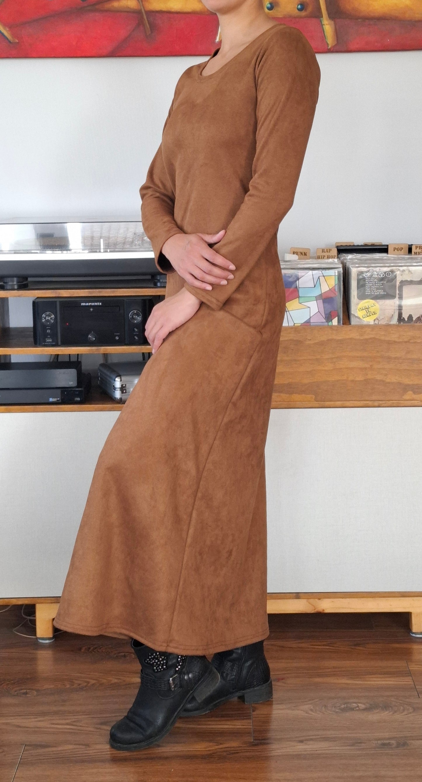 MAXIVESTIDOS GAMUZADOS TABACO