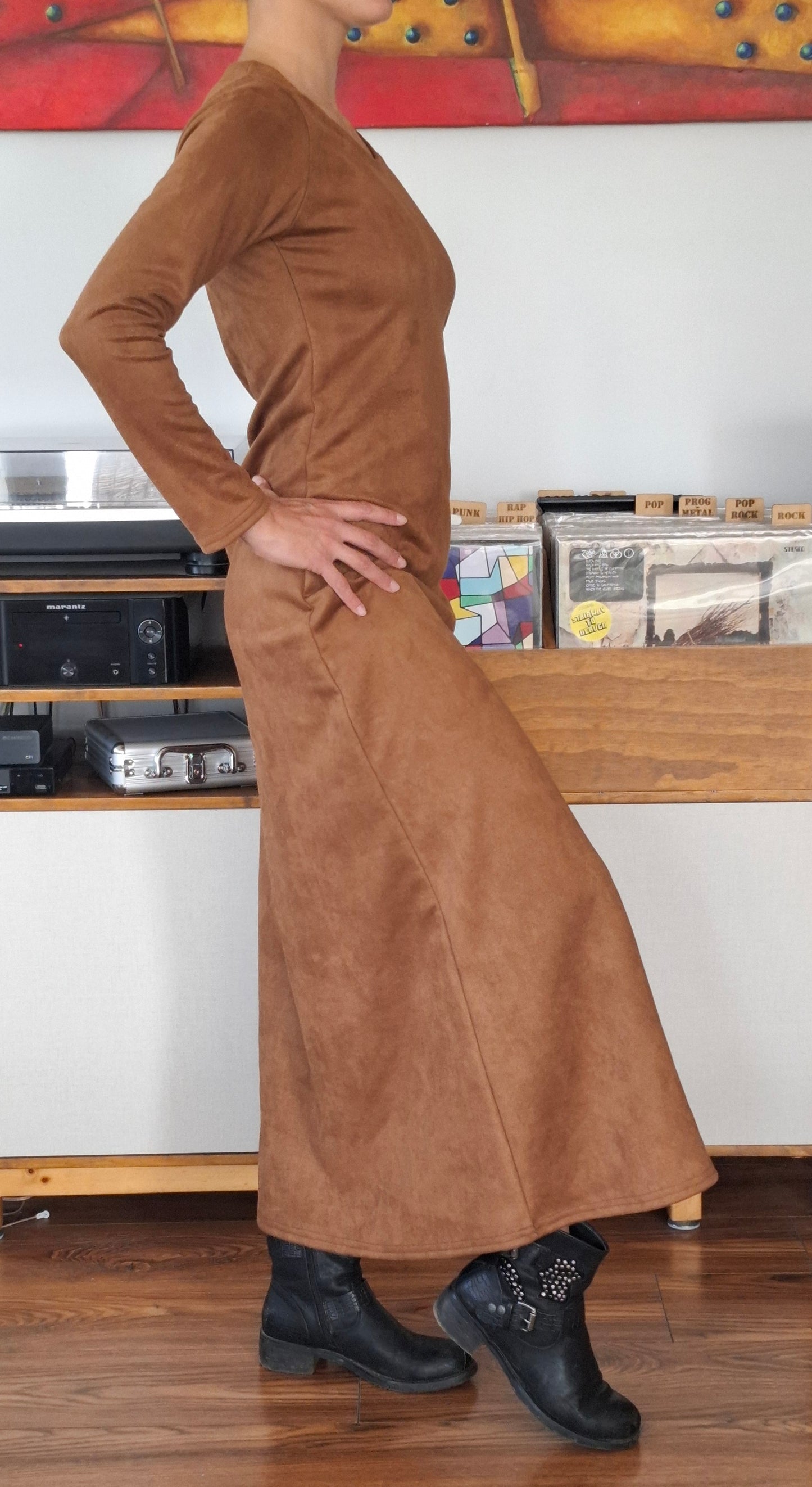 MAXIVESTIDOS GAMUZADOS TABACO