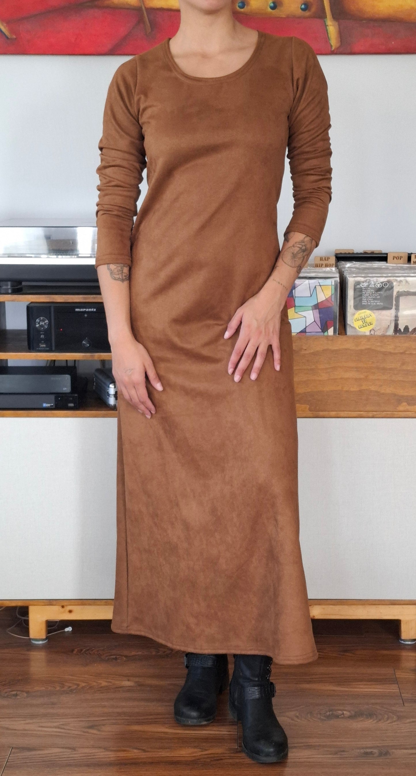 MAXIVESTIDOS GAMUZADOS TABACO