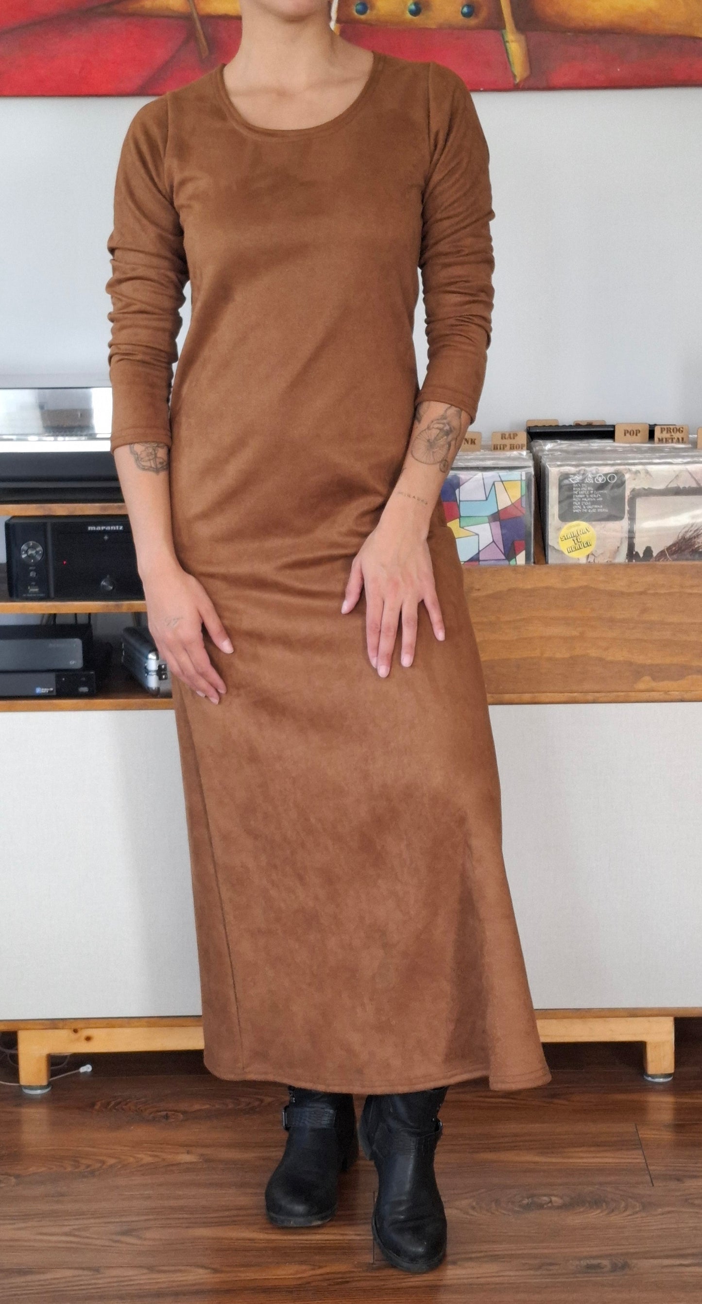 MAXIVESTIDOS GAMUZADOS TABACO