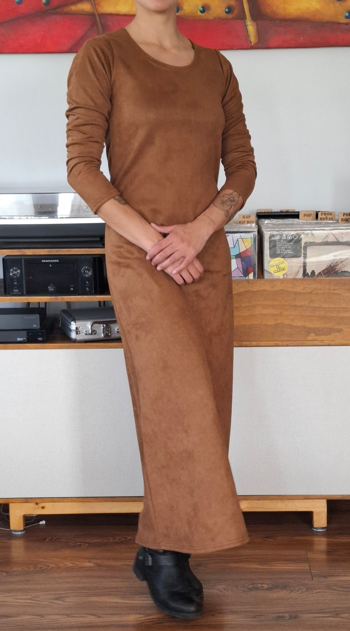 MAXIVESTIDOS GAMUZADOS TABACO