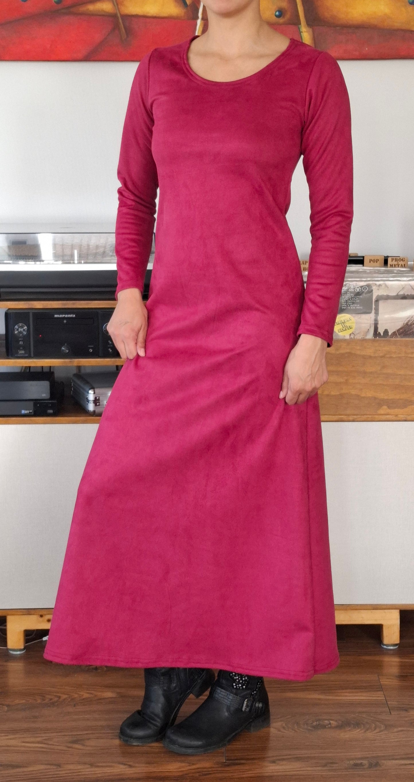 MAXIVESTIDO SUEDE GAMUZADO BORGON