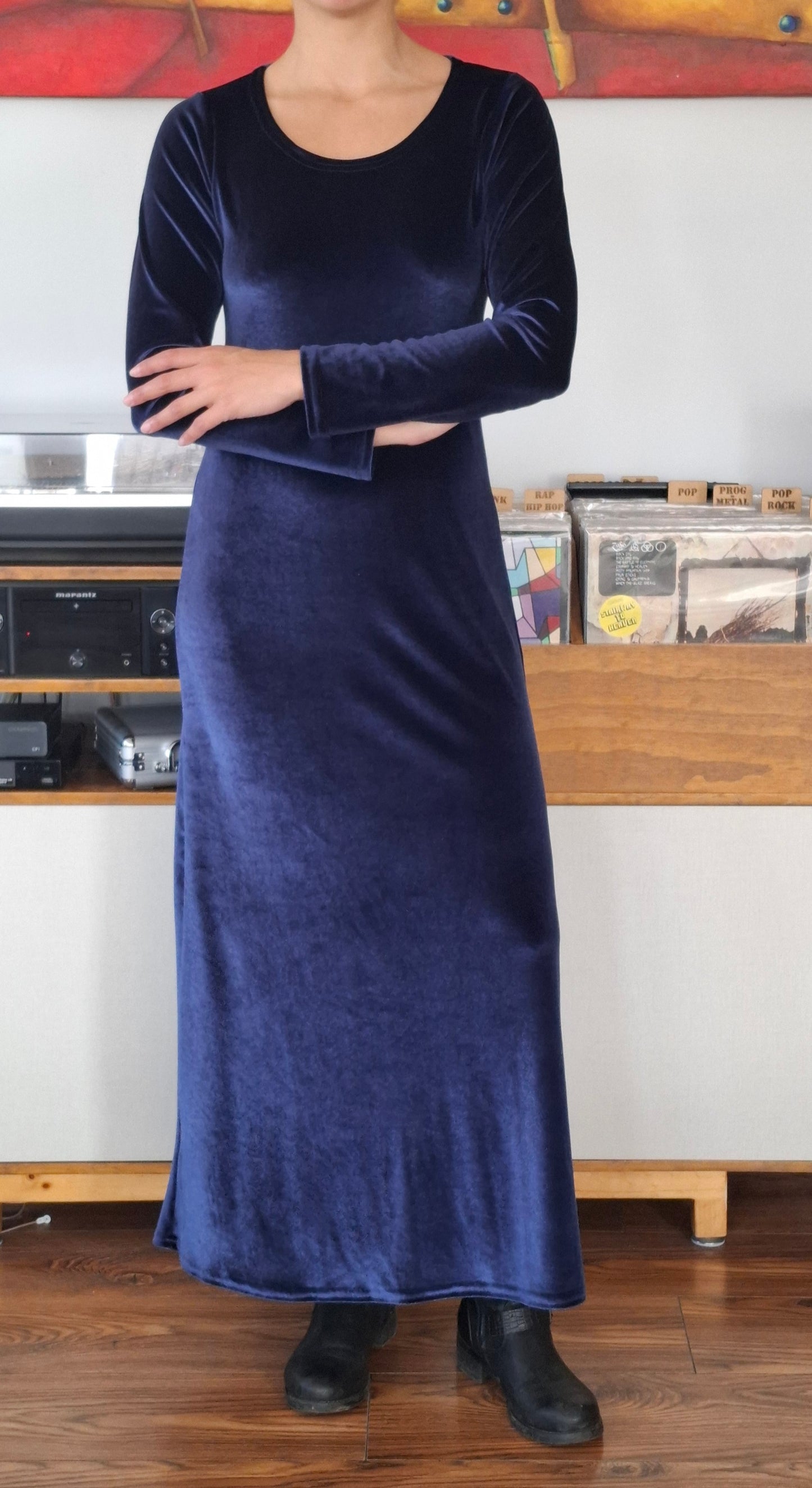 MAXIVESTIDO TERCIOPELO AZUL MARINO