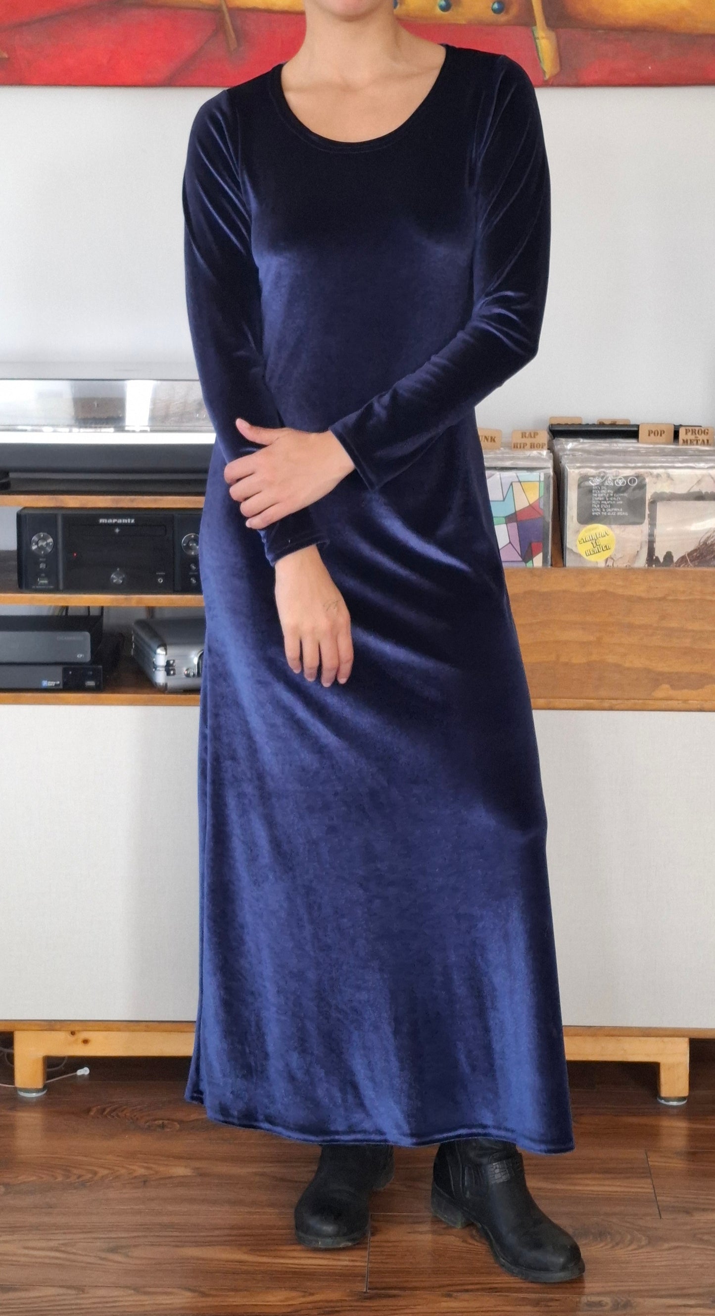 MAXIVESTIDO TERCIOPELO AZUL MARINO