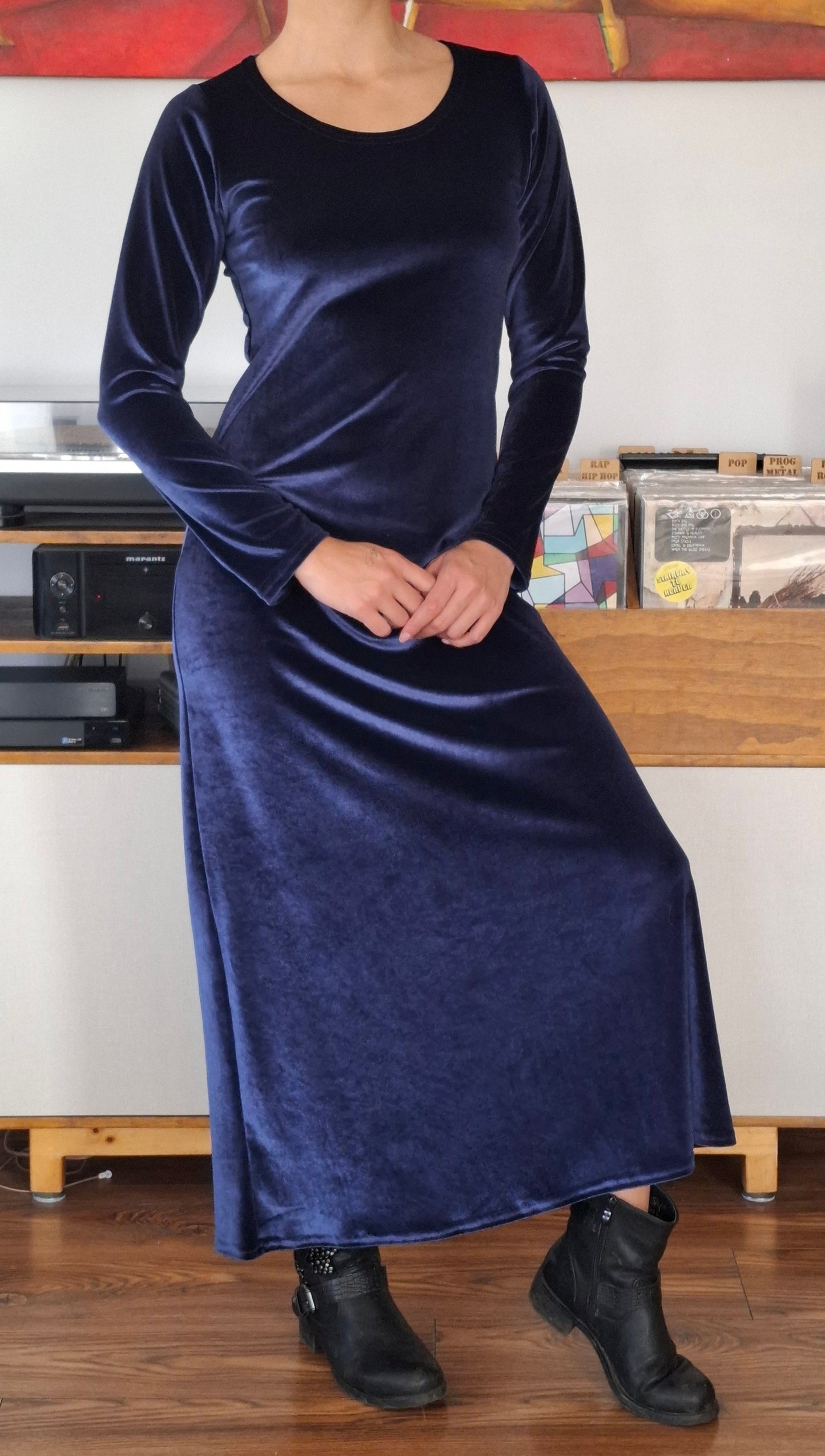 MAXIVESTIDO TERCIOPELO AZUL MARINO