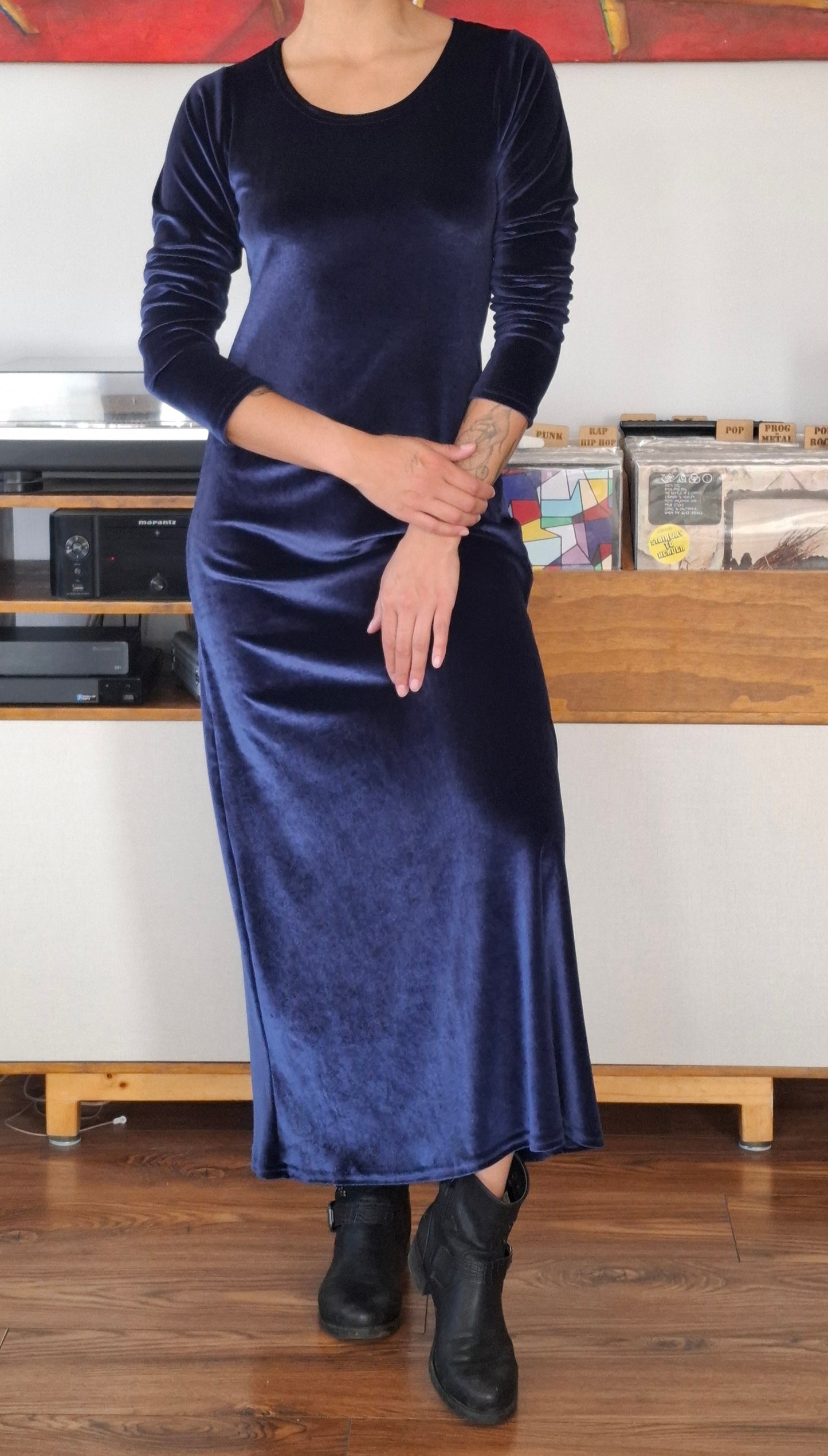 MAXIVESTIDO TERCIOPELO AZUL MARINO