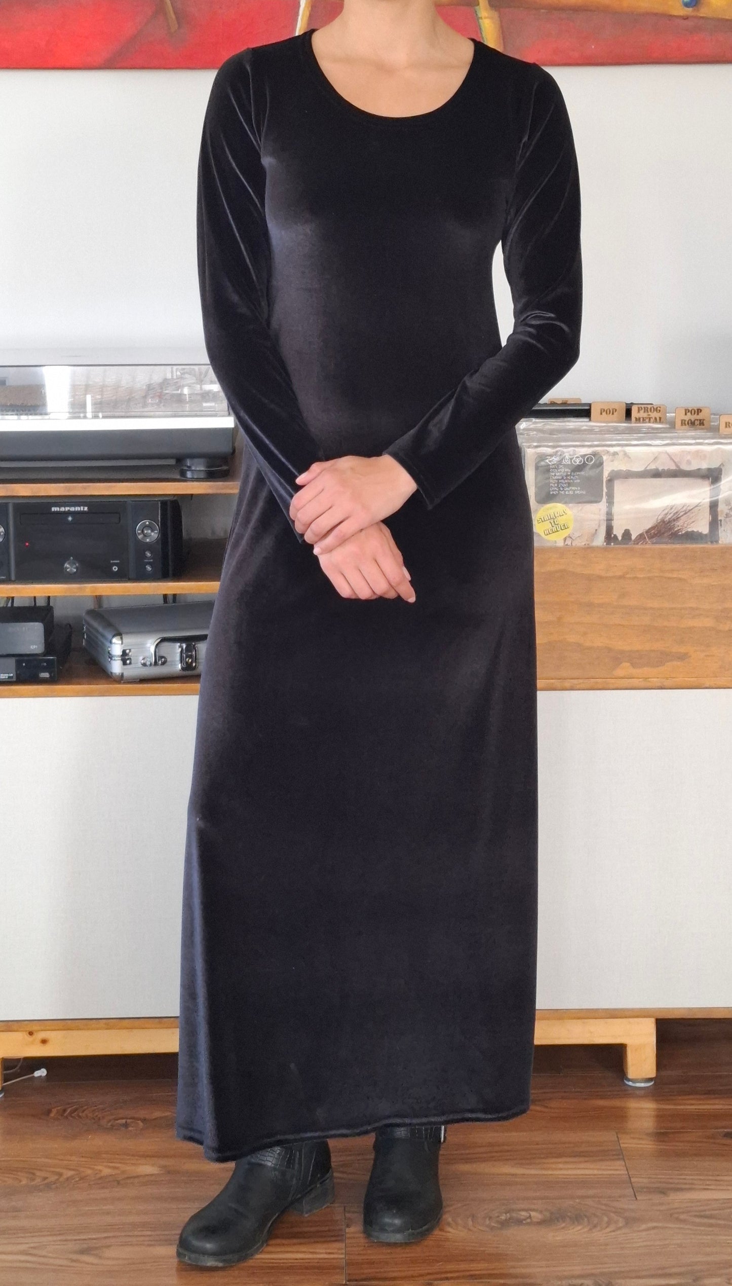 MAXIVESTIDO TERCIOPELO  NEGRO