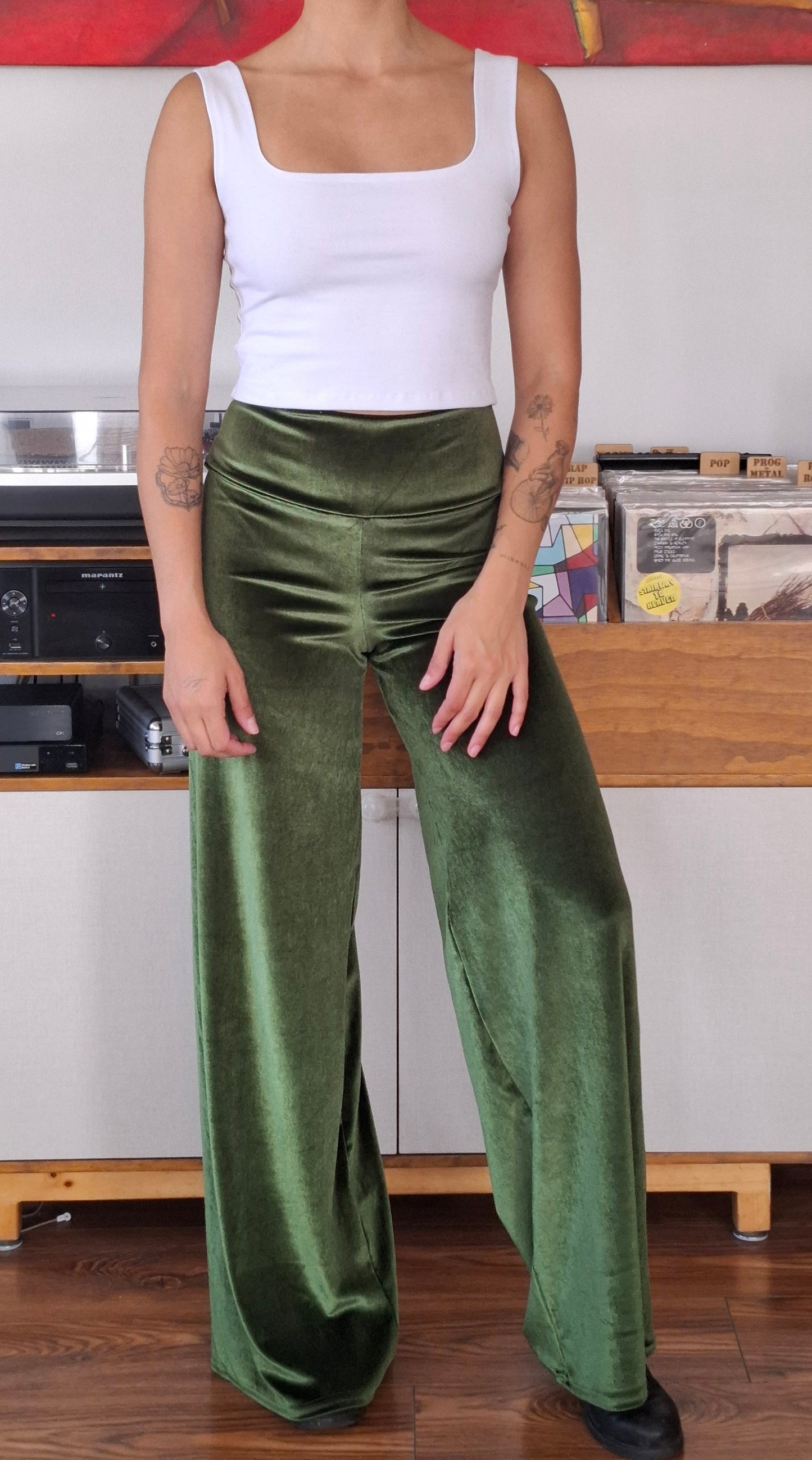 PALAZZOS TERCIOPELO VERDE OLIVO