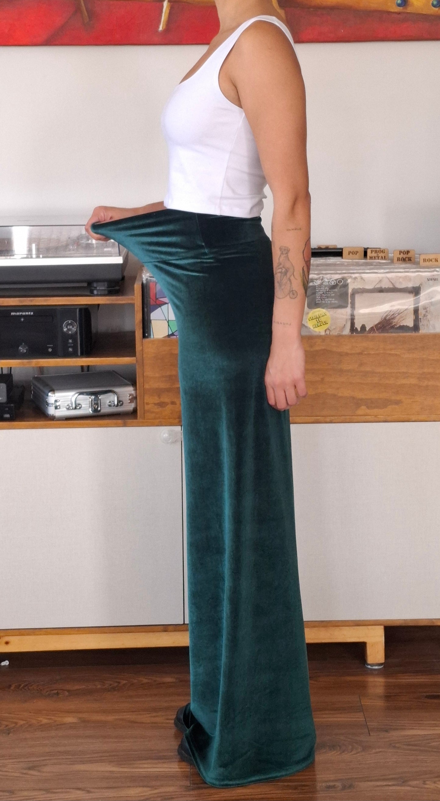 PALAZZO TERCIOPELO VERDE BOTELLA