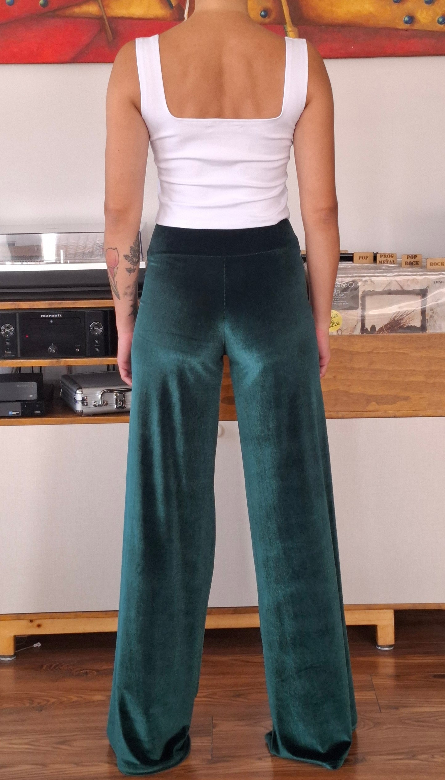 PALAZZO TERCIOPELO VERDE BOTELLA