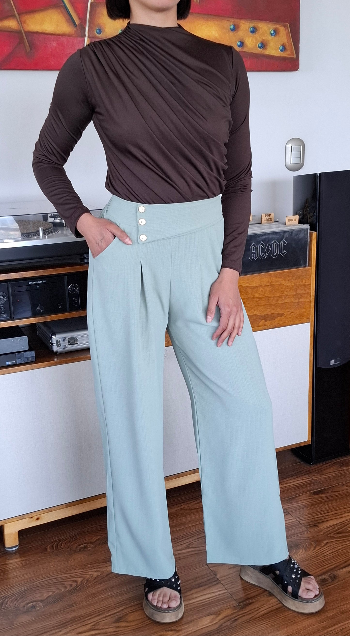 PANTALON SASTRE VERDE AGUA